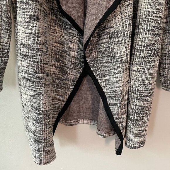 New Mr Max Black White Boucle Knit Open Duster Cardigan Blazer Size Large bin 3K - Picture 6 of 9
